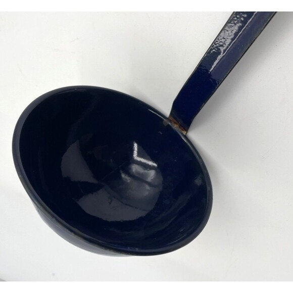 Vintage Enamel Ladle Large Blue Dipper Scoop 11 1/2" Serving Soup, Cider - Picture 2 of 6